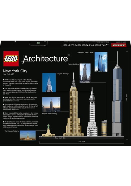 Architecture New York City 21028 - Seyahat, Mimari ve Tarih Meraklısı Yetişkinler için Koleksiyonluk Yapım Seti (598 Parça)