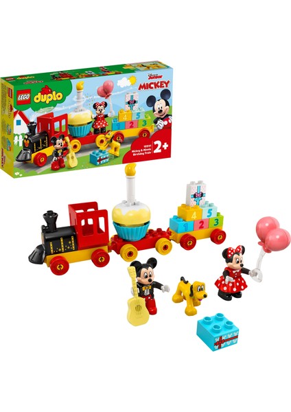 ® DUPLO®| Disney Mickey ve Minnie Doğum Günü Treni 10941 - 2 Yaş ve Üzeri Çocuklar için Rakamlı Doğum Günü Treni İçeren Eğitici Yapım Seti (22 Parça)