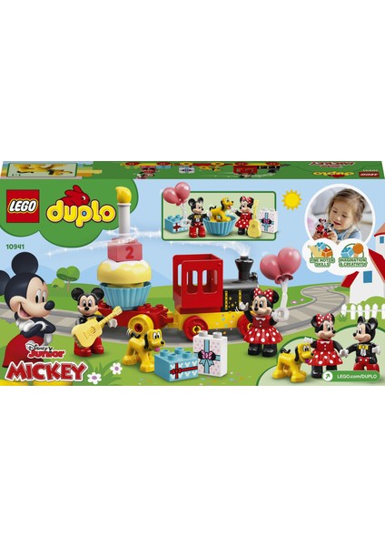 ® DUPLO®| Disney Mickey ve Minnie Doğum Günü Treni 10941 - 2 Yaş ve Üzeri Çocuklar için Rakamlı Doğum Günü Treni İçeren Eğitici Yapım Seti (22 Parça)