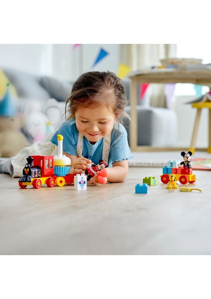 ® DUPLO®| Disney Mickey ve Minnie Doğum Günü Treni 10941 - 2 Yaş ve Üzeri Çocuklar için Rakamlı Doğum Günü Treni İçeren Eğitici Yapım Seti (22 Parça)