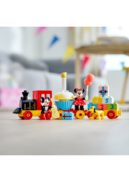 ® DUPLO®| Disney Mickey ve Minnie Doğum Günü Treni 10941 - 2 Yaş ve Üzeri Çocuklar için Rakamlı Doğum Günü Treni İçeren Eğitici Yapım Seti (22 Parça)