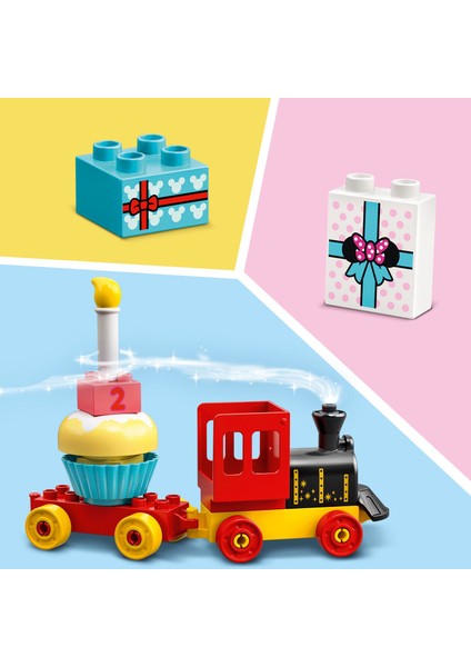 ® DUPLO®| Disney Mickey ve Minnie Doğum Günü Treni 10941 - 2 Yaş ve Üzeri Çocuklar için Rakamlı Doğum Günü Treni İçeren Eğitici Yapım Seti (22 Parça)