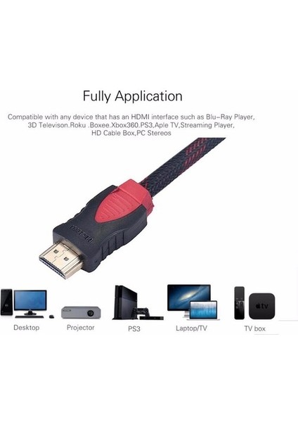HDMI Kablosu Altın Uçlu 1.4b 3D 10 Metre Tv Bağlama 4241
