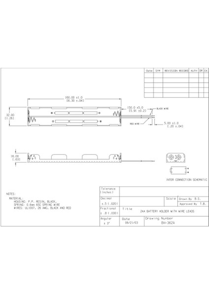 6'lı Pil Yuvası 1.5V Aa - BH362A -10 Adet