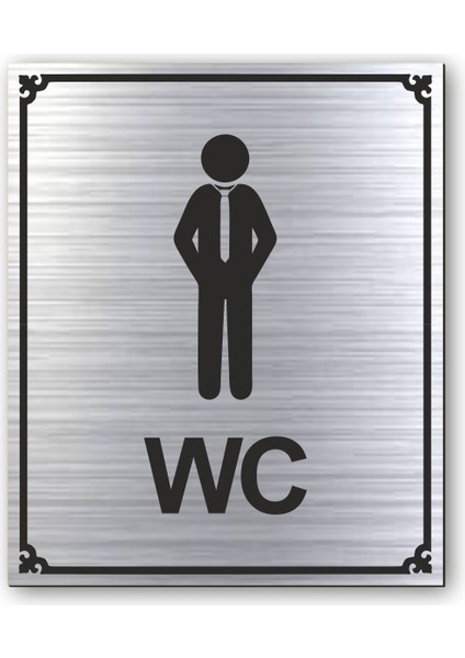 Wc Bay Tuvalet Kapı Yönlendirme Levhası 10 cm x 12 cm Gümüş Renkli Rezopal Levha