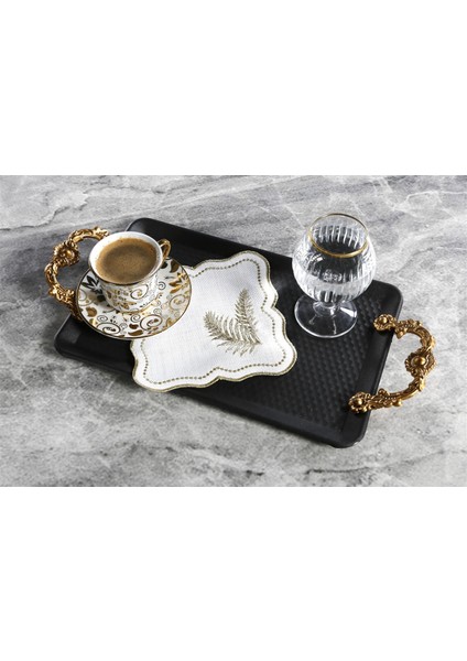 Caka Home 6'lı Kokteyl Peçete Yaprak Nakışlı Keten Efektli fiyatları