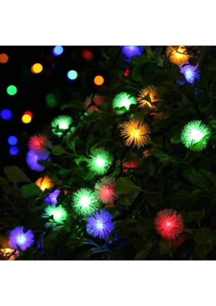 6.5 Metre 30 LED Rgb Çok Renkli Kar Tanesi Güneş Enerjili Su Geçirmez Renkli LED Lamba Bahçe Teras Balkon Ağaç Solar Aydınlatma