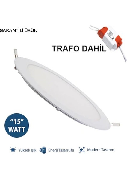 Yuvarlak Slim Kasa LED Panel Armatür 15W Doğal Beyaz 4000K