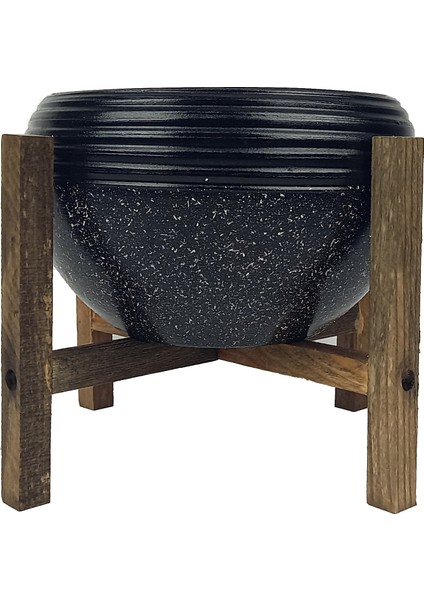 Ev Dekorasyon Siyah Granit Küp Aranjman Saksı Saksılık Salon Çiçeklik 4 Ayaklı