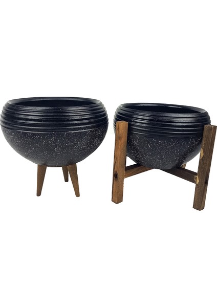 Ev Dekorasyon Siyah Granit Küp Aranjman Saksı Saksılık Salon Çiçeklik İkili Set (3 Ayak-4 Ayak) fiyatları