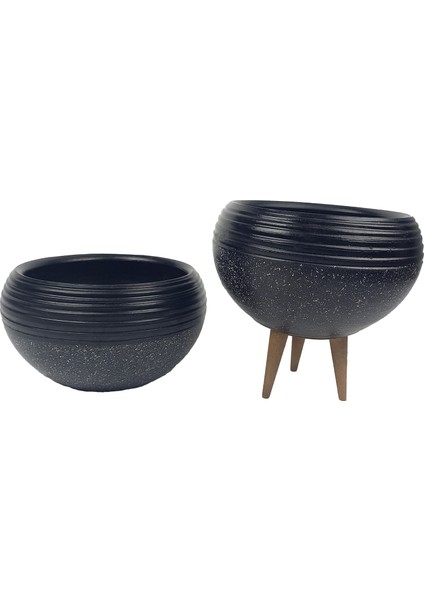 Ev Dekorasyon Siyah Granit Küp Aranjman Saksı Saksılık Salon Çiçeklik İkili Set (Ayaksız-3 Ayaklı) fiyatları