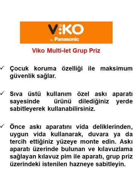 Siyah Set Multi-Let 4'lü Topraklı Çocuk Korumalı Grup Priz 5 Metre + 3'lü Yonca Fiş-Priz