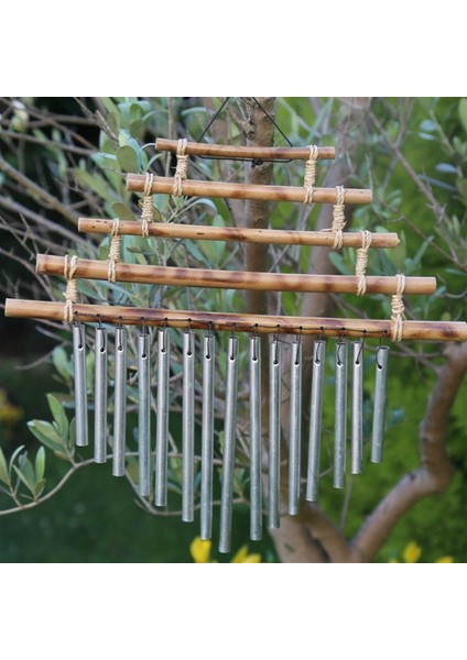 5 Katlı Bambu Çubuklu Metal Rüzgar Çanı (40 Cm)