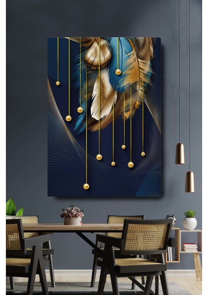 Dekoratif Soyut Tüyler Sürreal Kanvas Duvar Tablosu 50X70 cm