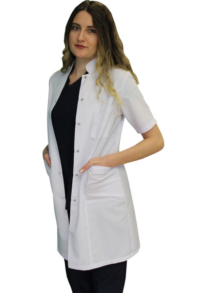 Hakim Yaka Kadın Doktor Önlüğü , Hemşire , Öğretmen , Lab Eczacı Laboratuvar Önlüğü , Beyaz Önlük