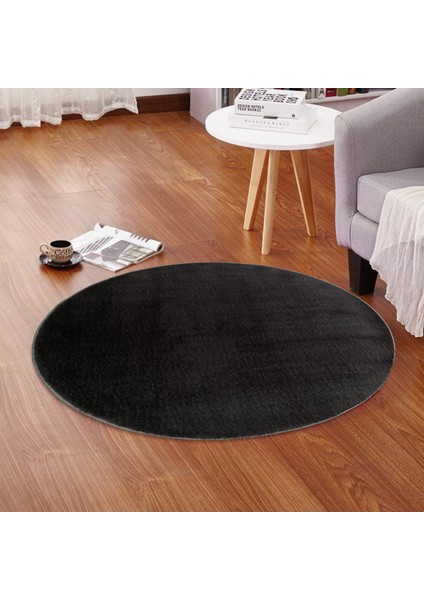Yıkanabilir Post Peluş Desen 4003 Antrasit 80X80 cm Daire Dod Taban Halı
