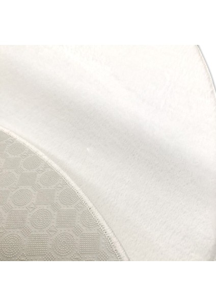 Yıkanabilir Post Peluş Desen 4004 Süt Beyaz 100X100 cm Daire Dod Taban Halı modelleri