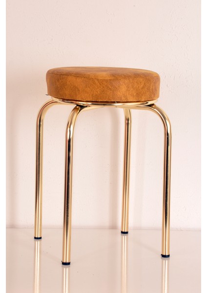 3 Adet Sarı Luma Altın Ahtapot Tabure Mutfak Taburesi Demir Tabure