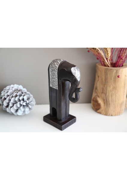 Gümüşi Detaylı Uzun Fil Heykelciği (19 Cm) modelleri