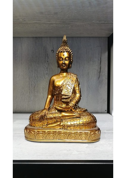 Altın Rengi Buda Heykelciği (Büyük Boy 26 Cm)
