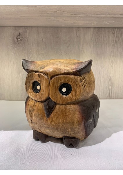 El Yapımı Ahşap Baykuş (17 Cm)