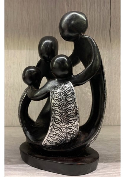 Reçine Soyut Aile Figürü - Işlemeli (23 Cm)