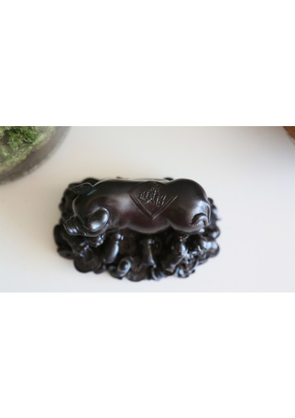 Para Kesesi Taşıyan Şans Domuzcuğu ve Bebekleri Biblosu - (14 Cm)