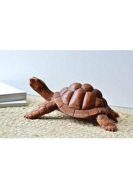 El Yapımı Ahşap Kaplumbağa Büyük Boy - 25 cm