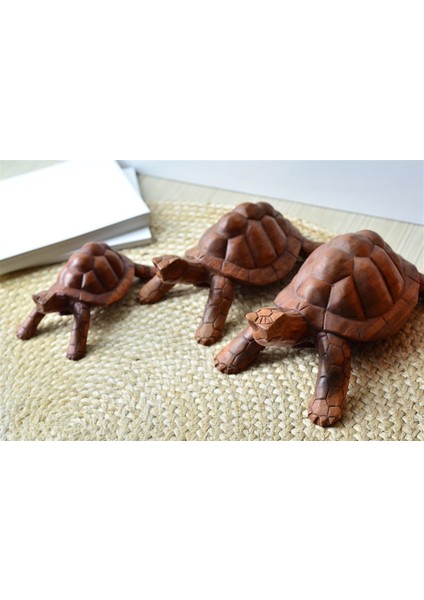 El Yapımı Ahşap Kaplumbağa Büyük Boy - 25 cm