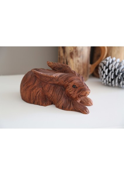 Ahşap El Yapımı Tavşan (Büyük Boy 21 Cm)
