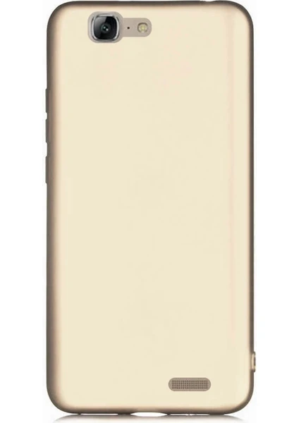 Huawei Ascend G7 Kılıf Premier Renkli Esnek Silikon Gold