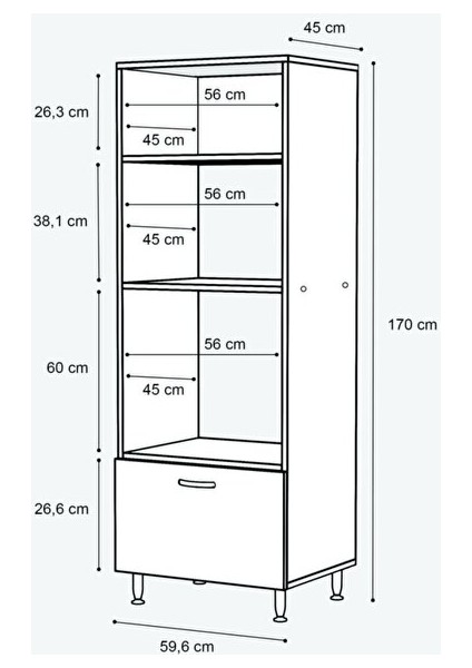 Ersa Wood Mutfak Fırın Bölmeli Mdf Dolap Ankastre Çok Amaçlı Dolap