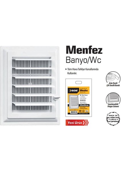 Banyo-Wc Havalandırma Menfezi Panjurlu 25X45CM SGS6230 fiyatları