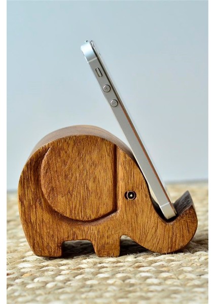 El Yapımı Ahşap Fil Telefon Tutucu / Telefon Standı