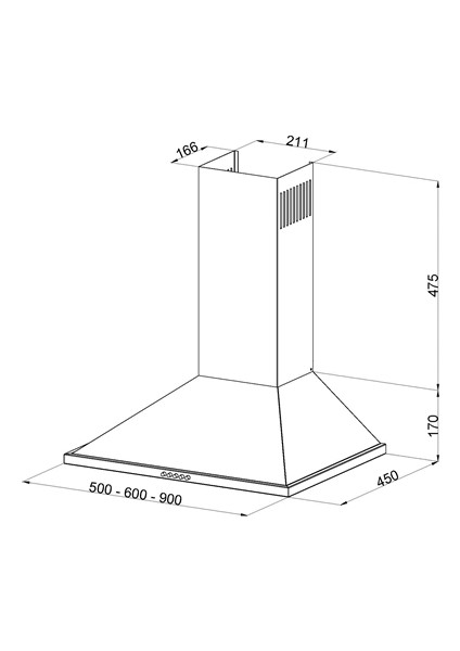 CWB100.601 Piramit Duvar Tipi 60 cm Davlumbaz