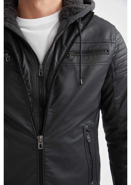 Slim Fit Kapüşonlu İçi Yumuşak Tüylü Suni Deri Mont N9693AZ21WN modelleri
