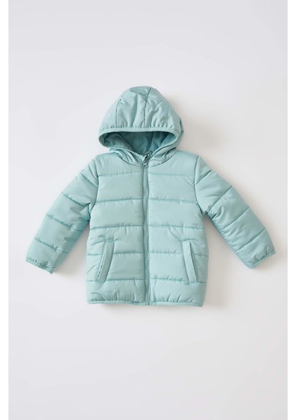 Kız Bebek Kapüşonlu İçi Polarlı Şişme Mont U3889A221Au