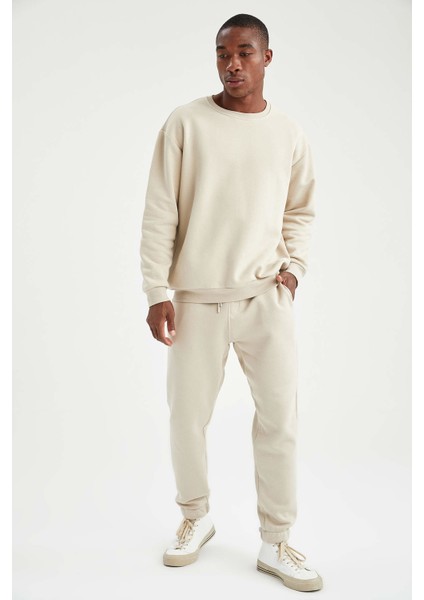 Oversize Fit Bisiklet Yaka Basic Pamuklu Sweatshirt T5139AZ21WN indirimleri