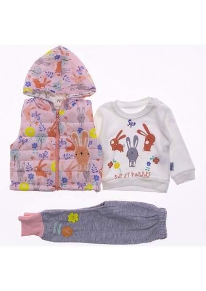 Babyhi Şişme Yelekli Bebek 3'lü Lüx Takım Somon 6-9 Ay