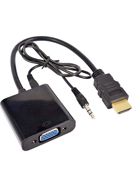 HDMI To VGA Ses Destekli Dönüştürücü Kablo Çevirici Adaptör 4488