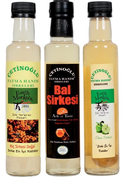 Çetinoğlu Fatma Hanım Bal Sirkesi + Alıç Sirkesi + Elma Sirkesi 250 ml