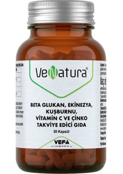Beta Glukan, Ekinezya, Kuşburnu, Vitamin C ve Çinko 30 Kapsül