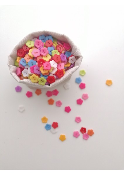 200 Adet Amigurumi Çiçek Düğme (10 Renk)