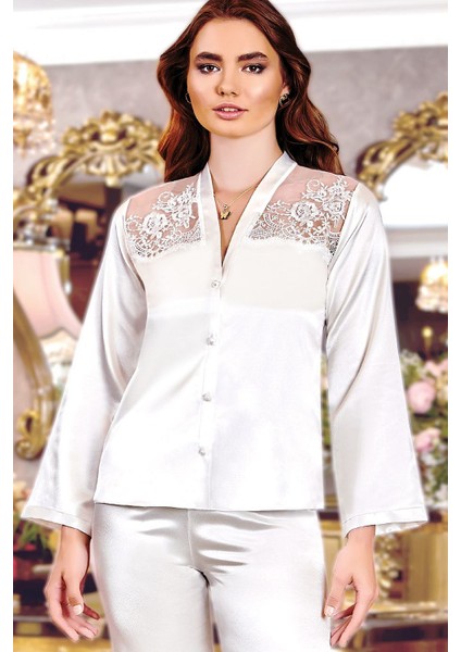 215 Çeyizlik Saten 6'lı Set-Ekru
