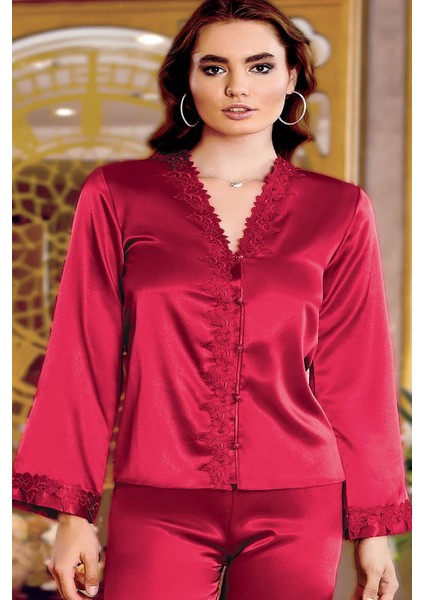 280 Çeyizlik Saten 6'lı Set-Bordo