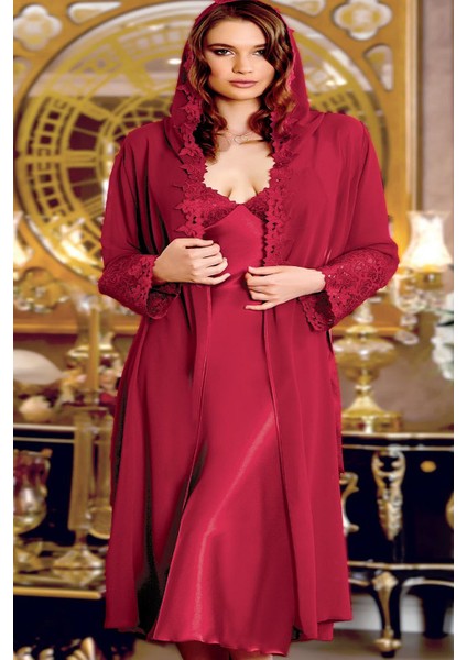 280 Çeyizlik Saten 6'lı Set-Bordo