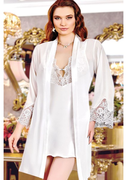 215 Çeyizlik Saten 6'lı Set-Ekru