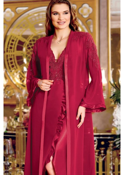 245 Çeyizlik Saten 6'lı Set-Bordo