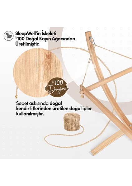 Sleepwell Doğal Ahşap Platformlu Sallanır Bebek Hamağı indirimleri