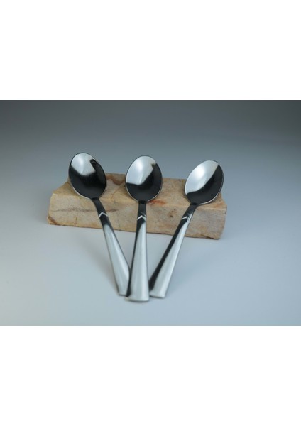 Çay Kaşığı Paslanmaz Çelik Duman Kaşık Sarı Kutu 12 Li Paket